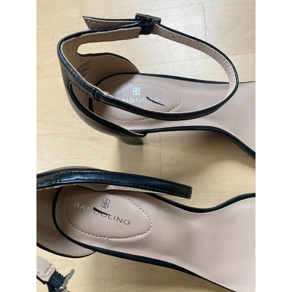 BANDOLINO Bnwot "Pauli" Black Sandal Block Heel New Ankle Strap Bow Details - Picture 7 of 9